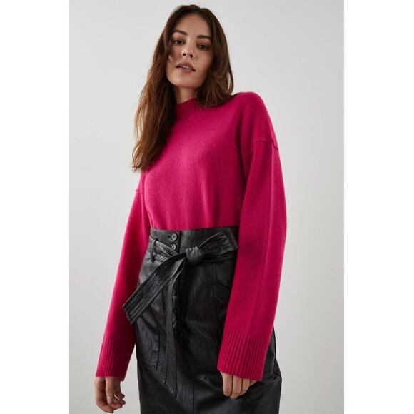 Rails Wool Cashmere Hot Pink Mock Turtleneck Soft Oversized Medium Sweater - Picture 1 of 8